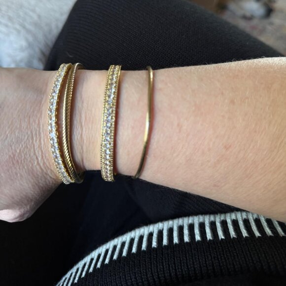 Neiman Marcus 14k Gold Plated Chunky Bangle Bracelet - Picture 3 of 5